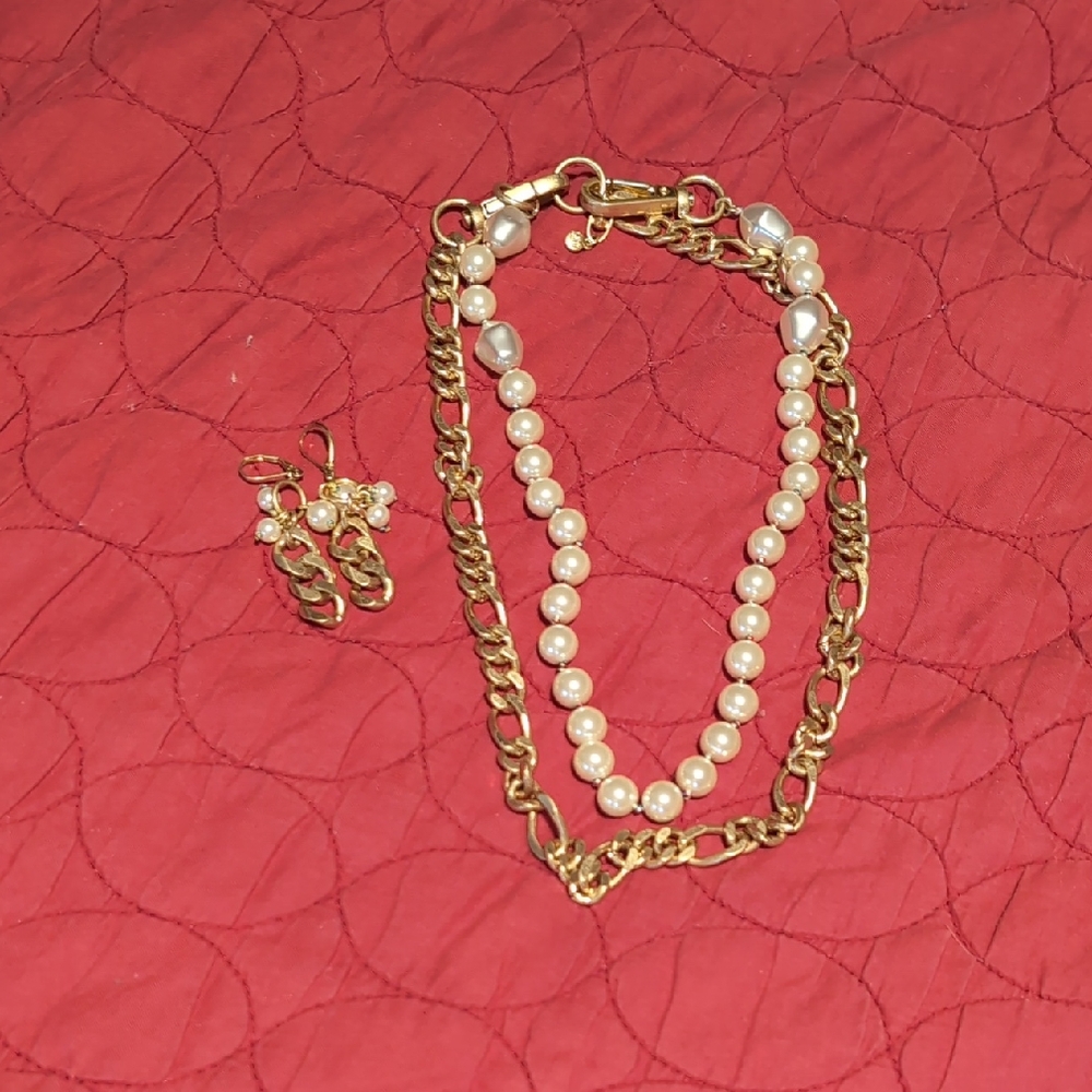 CAbi Gold and Cream Necklace Set
